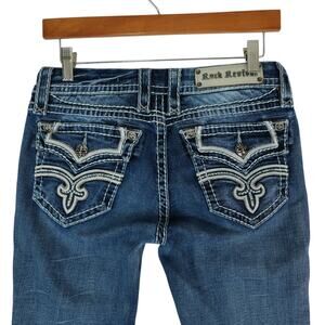 Rock Revival Jeans Womens 28 Blue Low-Rise Bootcut Embellished Essie Y2K Western